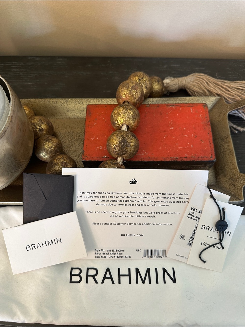 Brahmin Percy Crossbody Bag, Black Alden Road - Picture 10 of 11